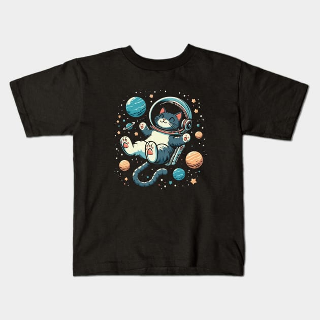 Space Cat Kids T-Shirt by katzura
